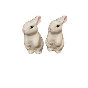 Vintage White Easter Bunny ceramic salt and pepper shakers